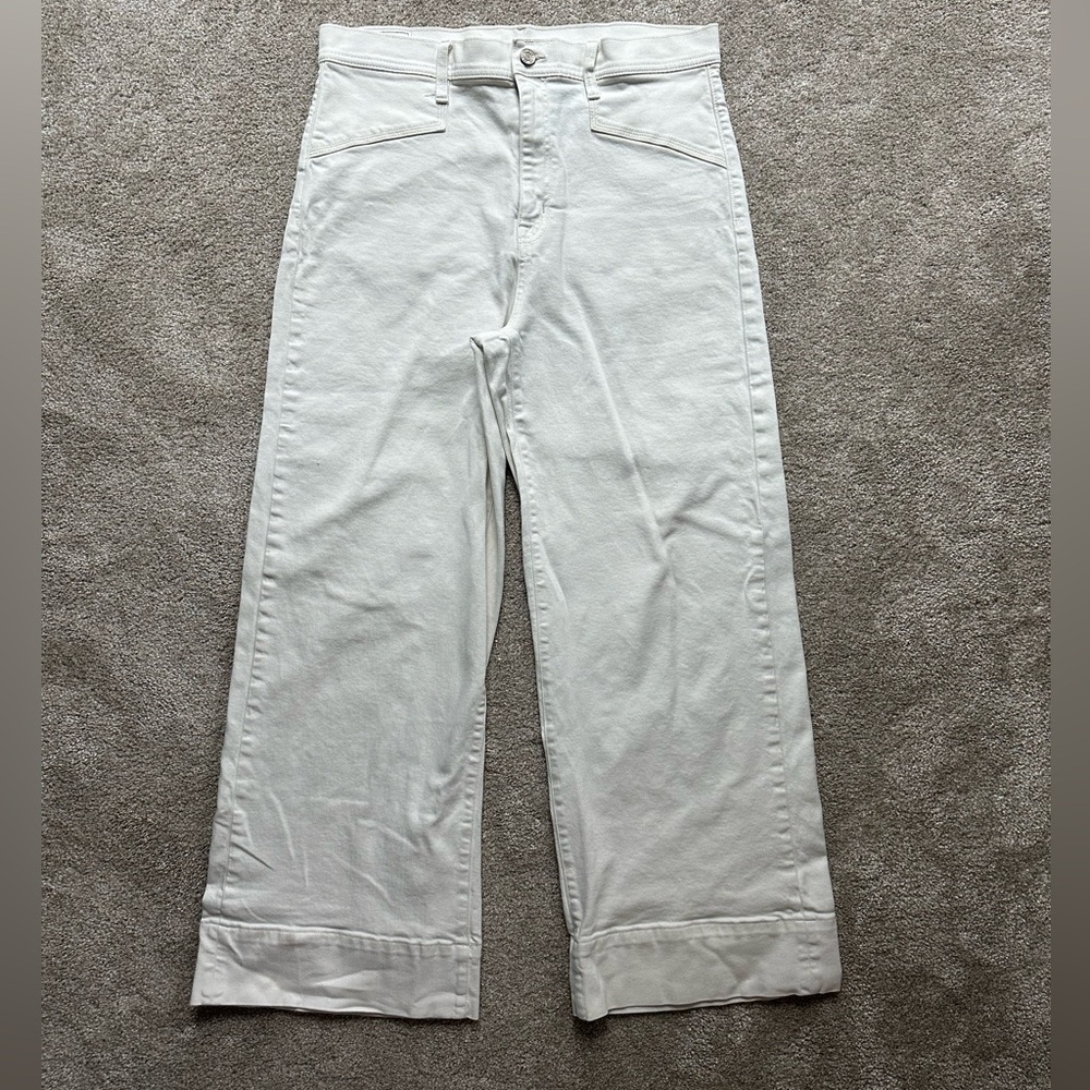 GAP Cream Wide-Leg Denim Pants wide leg sky high